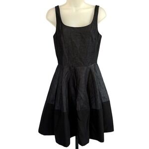 Gap Fit Flare Ballet Tank Dress Size 2 Black Gray Linen‎ Colorblock Fairy Grunge
